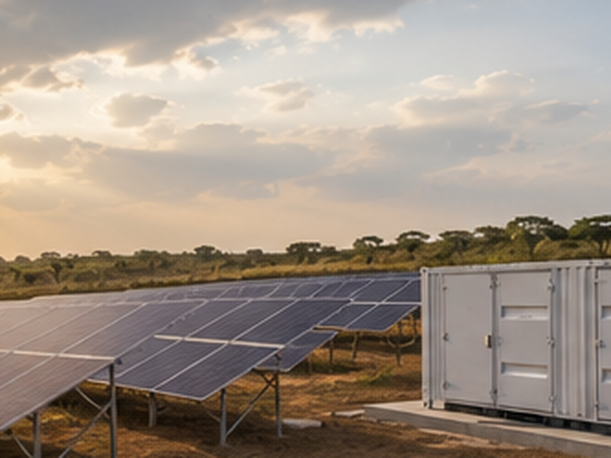 Modern solar and battery energy storage installation