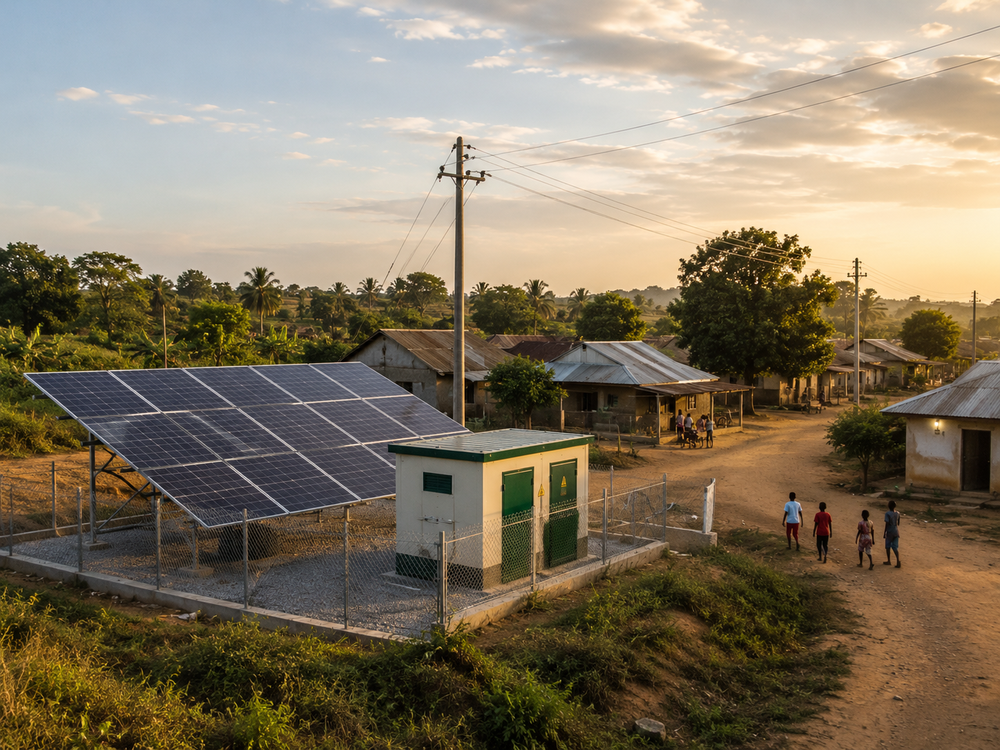 Solar mini-grid powering a rural community